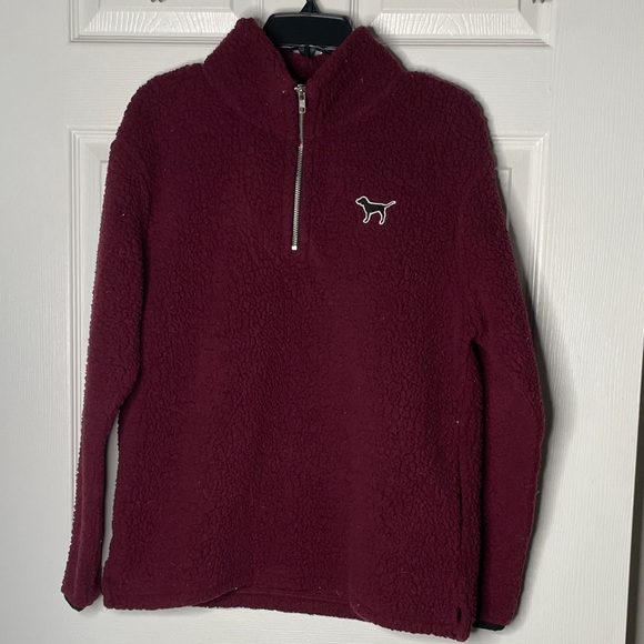 Victorias Secret PINK Sherpa Fleece 3/4 Zip Pullover Sweatshirt - Picture 1 of 4